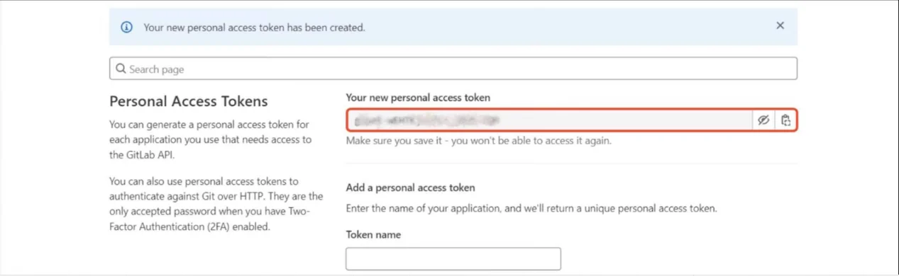 personal access tokens - new personal token
