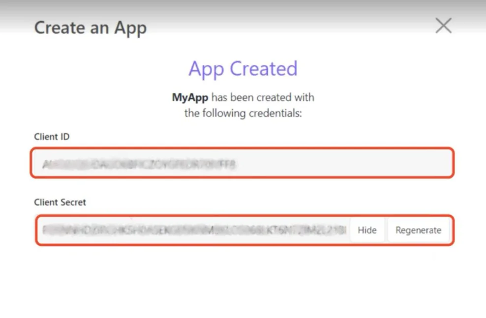 create an app - client ID and client secret